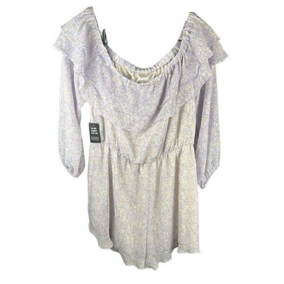 Express purple lilac gold off the shoulder chiffon lightweight romper large new - Picture 4 of 6